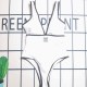 White Sexy Simplicity Letter Patchwork Swimwears