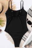 Black And White Sexy Sportswear Patchwork Contrast Swimwears