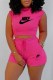 Rose Red Casual Sportswear Print Letter O Neck Sleeveless Two Pieces