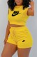 Yellow Casual Sportswear Print Letter O Neck Sleeveless Two Pieces