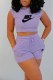 Purple Casual Sportswear Print Letter O Neck Sleeveless Two Pieces