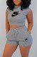 Grey Casual Sportswear Print Letter O Neck Sleeveless Two Pieces