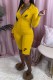 Yellow Casual Print Letter Hooded Collar Long Sleeve Two Pieces
