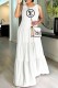 White Casual Print Letter O Neck Cake Skirt Dresses