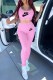 Pink Casual Street Print Letter U Neck Sleeveless Two Pieces