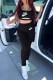 Black Casual Street Print Letter U Neck Sleeveless Two Pieces