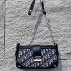 Black Gray Street Vintage Letter Patchwork Zipper Bags