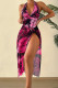 Rose Red Sexy Sportswear Floral Bandage Patchwork High Opening Swimwears