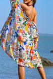 Blue Sportswear Print Patchwork 3 Piece Sets(With Paddings)