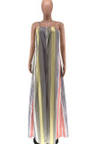 Red Casual Color Block Patchwork Spaghetti Strap Loose Jumpsuits