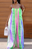 Red Casual Color Block Patchwork Spaghetti Strap Loose Jumpsuits