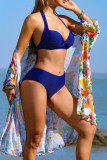 Blue Sportswear Print Patchwork 3 Piece Sets(With Paddings)