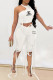 White Sexy Letter Bandage O Neck Sleeveless Two Pieces