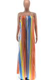 Red Casual Color Block Patchwork Spaghetti Strap Loose Jumpsuits