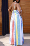 Red Casual Color Block Patchwork Spaghetti Strap Loose Jumpsuits