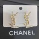 Gold Simplicity Letter Patchwork Rhinestone Earrings