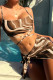 Brown Sportswear Print Patchwork Cross Straps 3 Piece Sets(With Paddings)