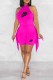 Rose Red Casual Print Tassel Letter O Neck Sleeveless Two Pieces