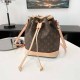 Light Khaki Street Vintage Letter Patchwork Draw String Bags