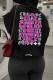 Black Street Print Patchwork Hooded Collar Tops