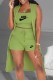 Green Casual Print Letter U Neck Sleeveless Three Pieces