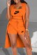 Orange Casual Print Letter U Neck Sleeveless Three Pieces
