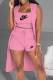 Pink Casual Print Letter U Neck Sleeveless Three Pieces