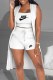 White Casual Print Letter U Neck Sleeveless Three Pieces