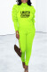 Green Elegant Print Patchwork Fold Turtleneck Long Sleeve Two Pieces