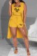 Yellow Casual Print Letter U Neck Sleeveless Three Pieces