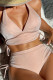 Pink Sportswear Solid Patchwork Draw String Swimwears(With Paddings)