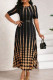 Yellow Casual Print Bandage Patchwork Zipper O Neck Printed Dress Dresses