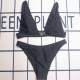 Black Sexy Simplicity Letter Patchwork Swimwears