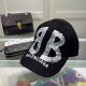Black Casual Street Letter Patchwork Hat