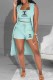 Sky Blue Casual Print Letter U Neck Sleeveless Three Pieces