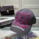 Gray Purple Casual Street Letter Patchwork Hat