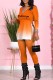 Orange Casual Gradual Change Print Slit Letter V Neck Long Sleeve Two Pieces