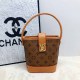 Brown Vintage Letter Patchwork Bags