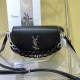 Black Casual Simplicity Letter Chains Bags