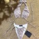 White Grey Sexy Print Bandage Swimwears