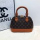 Brown Vintage Elegant Letter Patchwork Zipper Bags
