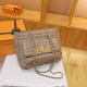 Khaki Elegant Simplicity Solid Chains Zipper Bags
