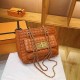 Orange Elegant Simplicity Solid Chains Zipper Bags