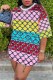 Multi-color Casual Letter Sequins Patchwork O Neck Straight Dresses