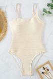 White Sportswear Solid Patchwork Fold Swimwears(With Paddings)