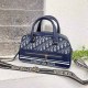 Blue Vintage Letter Patchwork Zipper Bags
