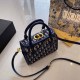 Blue Vintage Letter Patchwork Bags