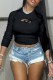 Black Street Geometric Solid Hollowed Out O Neck Tops