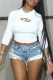 White Street Geometric Solid Hollowed Out O Neck Tops