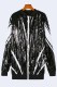 Black Street Letter Sequins Patchwork Mandarin Collar Outerwear